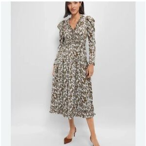 NWT Tuckernuck Olive Floral Renee Ruffle Midi Dress, size L